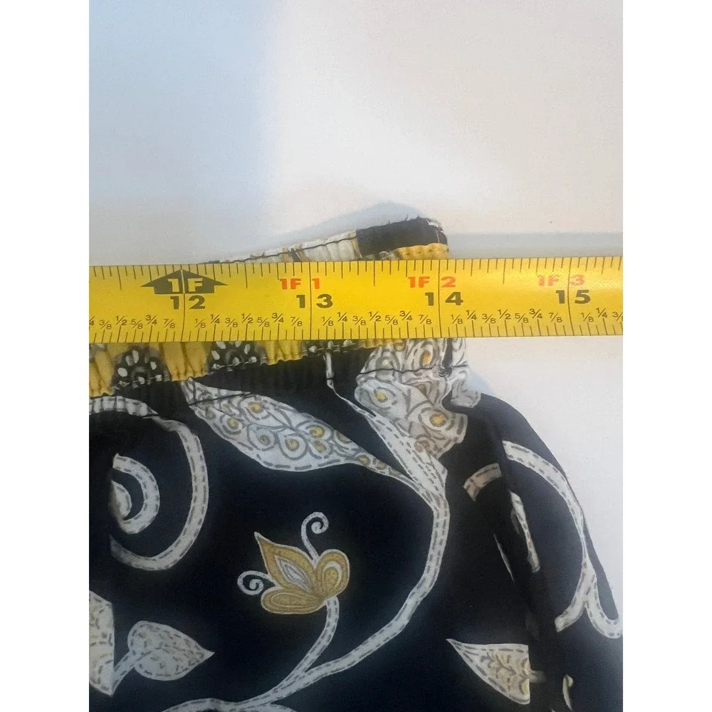 Vera Bradley Womens Pajama Shorts Medium Black Yellow Floral Bird 100% Cotton